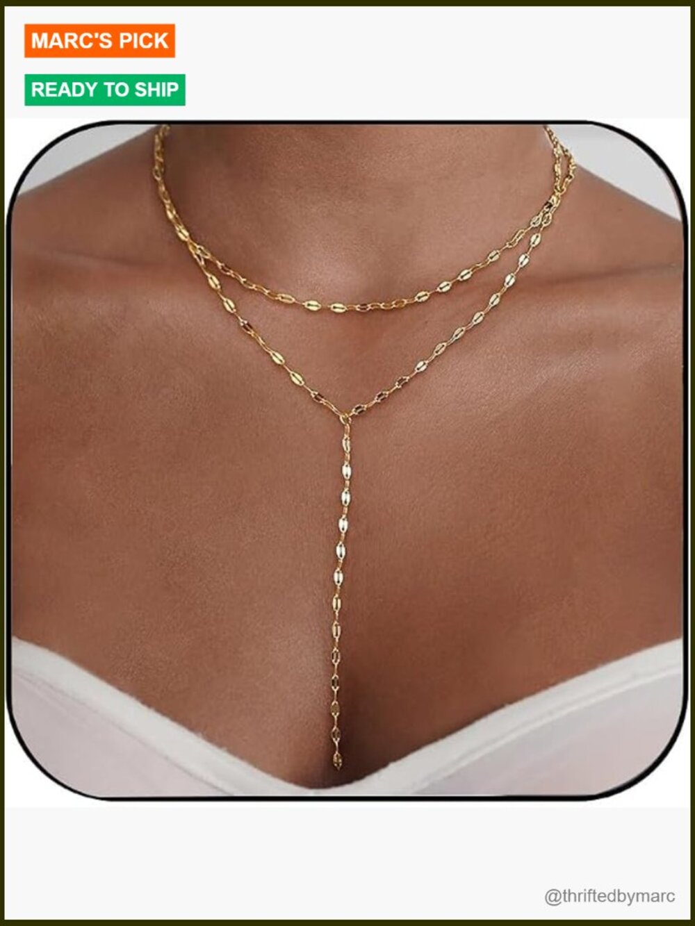 Dainty Gold Long Lariat Necklace for Women Trendy Choker Jewelry - Picture 1 of 6